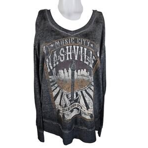 Maurices Heathered Gray Nashville Music City Women's Lightweight Sweatshirt L